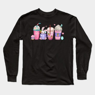 Happy Easter Bunny Coffee Lover Latte Iced Easter Day Long Sleeve T-Shirt